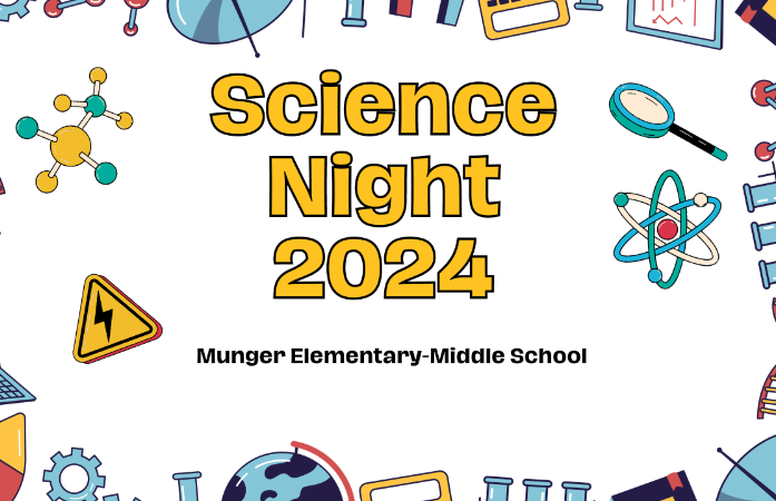 Image of science tools with title science night 2024